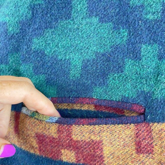 Vintage KATE BROOKE Womens 18 Wool Aztec Southwest Blanket 80s Pockets Blazer - Picture 9 of 12